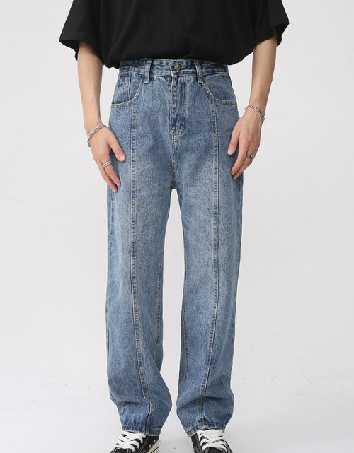 Load image into Gallery viewer, Men's Washed Splicing Straight Leg Jeans
