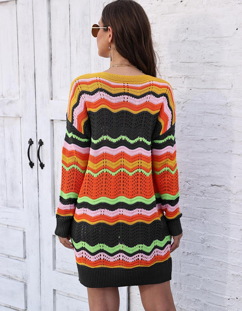 Load image into Gallery viewer, Openwork Round Neck Sweater Dress
