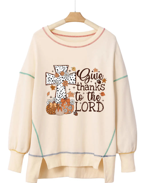 Load image into Gallery viewer, High-Low Contrast Stitching Round Neck Sweatshirt
