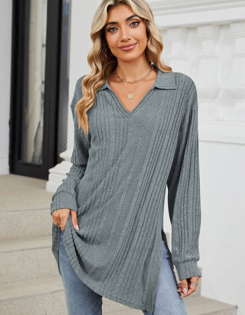 Load image into Gallery viewer, Slit Johnny Collar Long Sleeve T-Shirt
