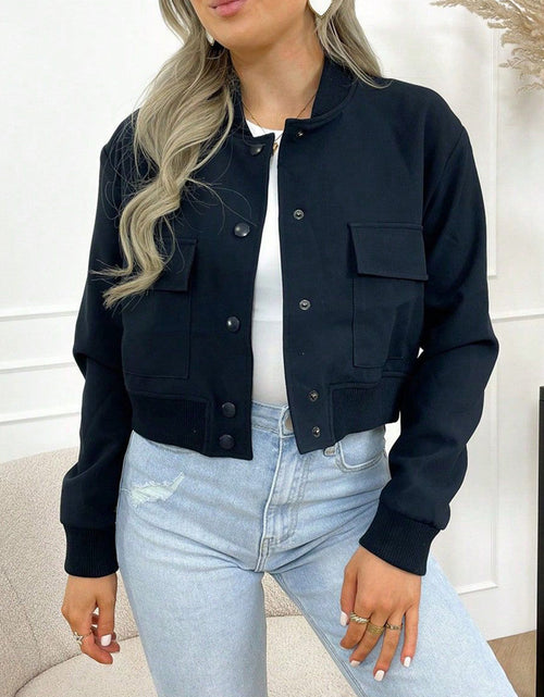 Load image into Gallery viewer, Pocketed Snap Down Baseball Collar Jacket
