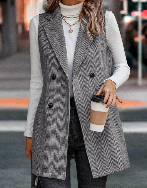 Load image into Gallery viewer, Buttoned Collared Neck Longline Vest Coat
