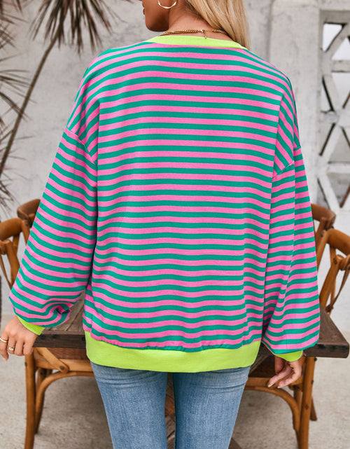 Load image into Gallery viewer, Lovelet Contrast Striped Long Sleeve Sweatshirt
