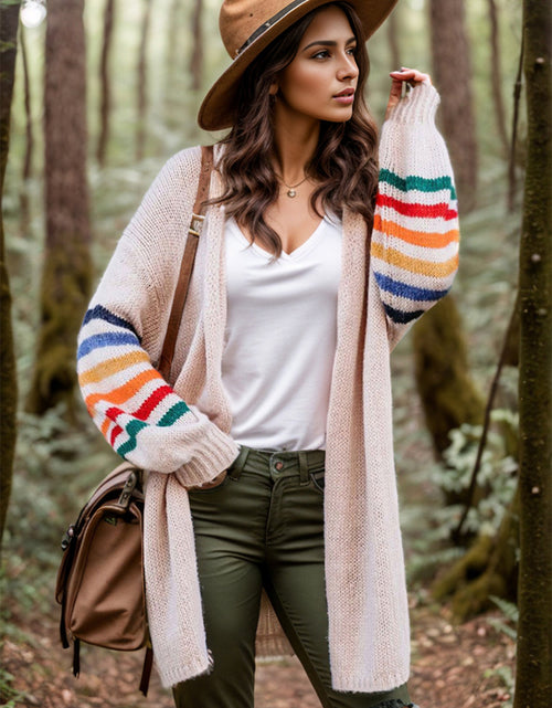 Load image into Gallery viewer, Striped Open Front Long Sleeve Cardigan

