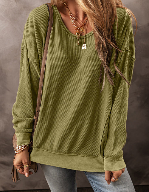 Load image into Gallery viewer, Round Neck Dropped Shoulder Sweatshirt
