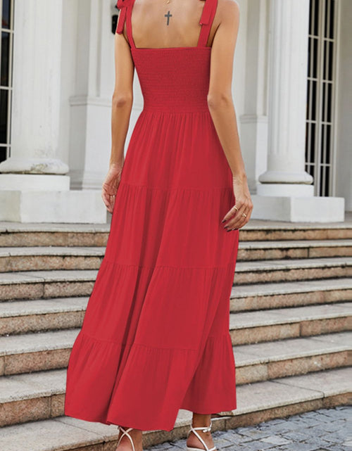 Load image into Gallery viewer, Tie-Shoulder Smocked Tiered Dress
