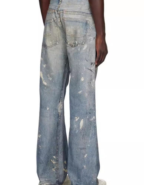 Load image into Gallery viewer, Men's Washed Button Fly Straight Jeans
