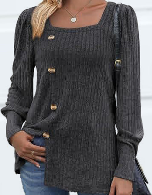 Load image into Gallery viewer, Decorative Button Square Neck Top
