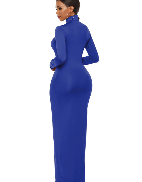 Load image into Gallery viewer, Mock Neck Long Sleeve Maxi Slim Dress
