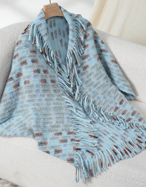 Load image into Gallery viewer, Fringe Open Front Half Sleeve Poncho

