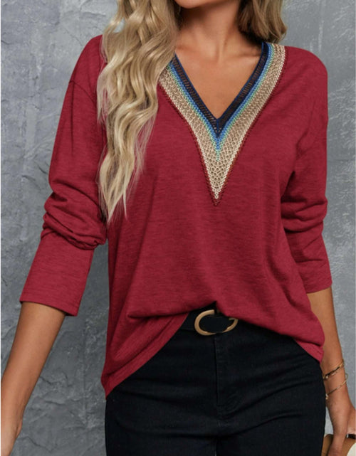 Load image into Gallery viewer, V-Neck Long Sleeve T-Shirt
