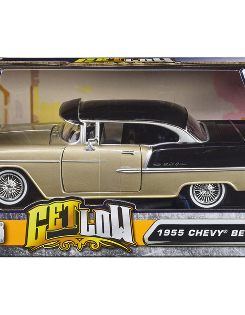 Load image into Gallery viewer, 1955 Chevrolet Bel Air Lowrider Hard Top Beige Metallic and Black "Get Low" Series 1/24 Diecast Car Model by Motormax
