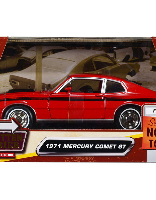 Load image into Gallery viewer, 1971 Mercury Comet GT Red with Black Stripes "Forgotten Classics" Series 1/24 Diecast Model Car by Motormax
