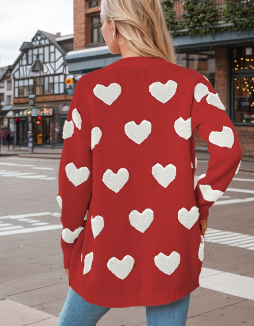 Load image into Gallery viewer, Heart Button Down Long Sleeve Cardigan

