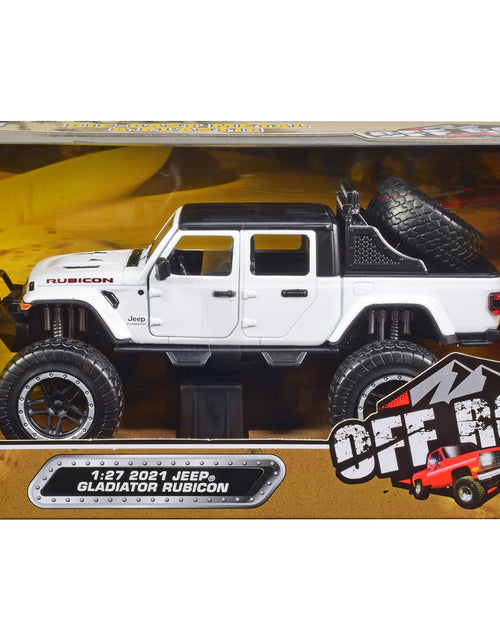 Load image into Gallery viewer, 2021 Jeep Gladiator Rubicon Off-Road Pickup Truck White with Black Top "Off Road" Series 1/27 Diecast Model Car by Motormax
