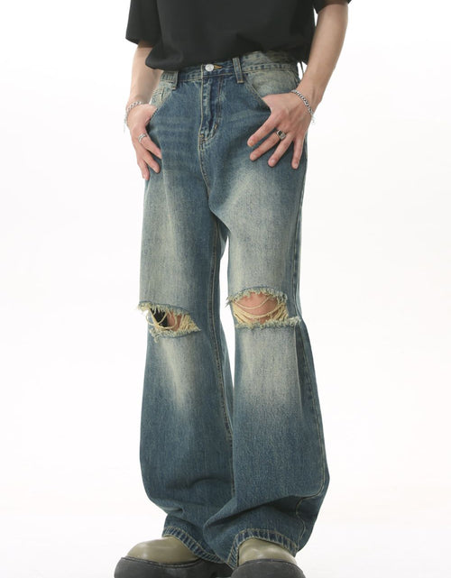 Load image into Gallery viewer, Distressed Wide Leg Men's Jeans
