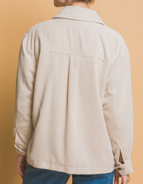 Load image into Gallery viewer, Love Tree Corduroy Button Up Jacket with Sherpa Inside
