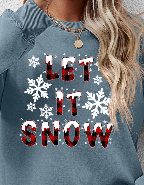 Load image into Gallery viewer, LET IT SNOW Round Neck Long Sleeve Sweatshirt
