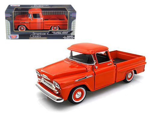 Load image into Gallery viewer, 1958 Chevrolet Apache Fleetside Pickup Truck Orange 1/24 Diecast Model Car by Motormax
