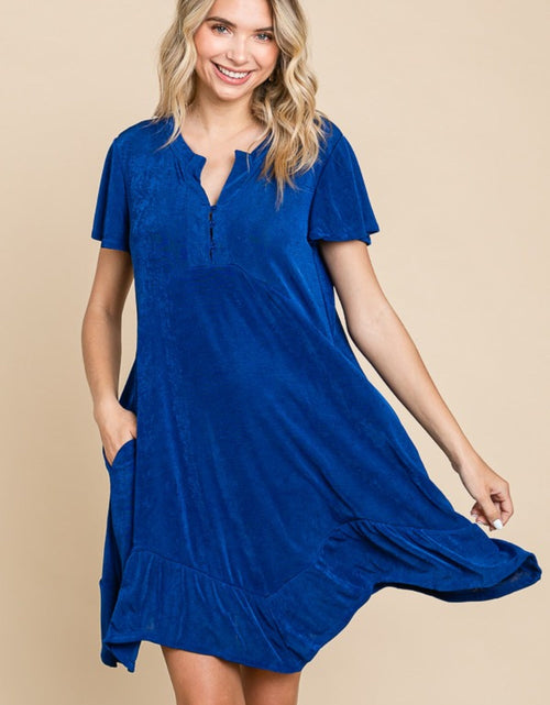 Load image into Gallery viewer, Culture Code Full Size Short Sleeve Ruffled Asymmetric Hem Dress
