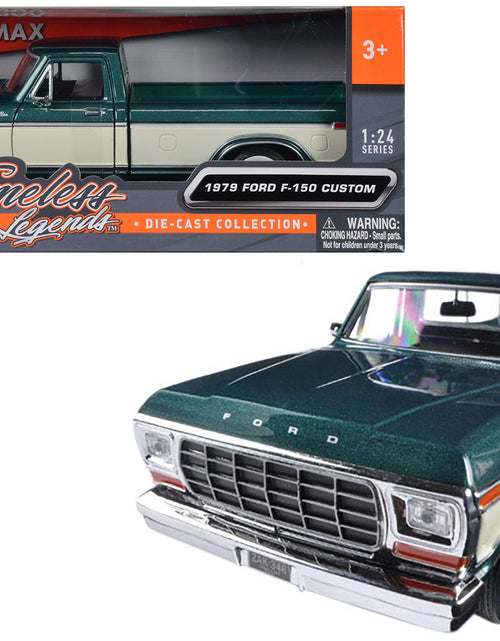 Load image into Gallery viewer, 1979 Ford F-150 Pickup Truck Green Metallic and Cream 1/24 Diecast Model Car by Motormax
