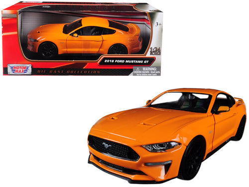 Load image into Gallery viewer, 2018 Ford Mustang GT 5.0 Orange with Black Wheels 1/24 Diecast Model Car by Motormax
