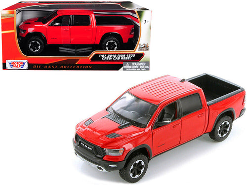 Load image into Gallery viewer, 2019 RAM 1500 Rebel Crew Cab Pickup Truck Red 1/24 Diecast Model Car by Motormax
