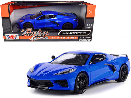 Load image into Gallery viewer, 2020 Chevrolet Corvette C8 Stingray Blue Metallic "Timeless Legends" 1/24 Diecast Model Car by Motormax
