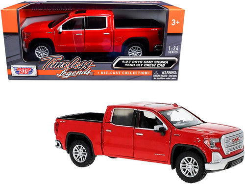 Load image into Gallery viewer, 2019 GMC Sierra 1500 SLT Crew Cab Pickup Truck Red 1/24-1/27 Diecast Model Car by Motormax

