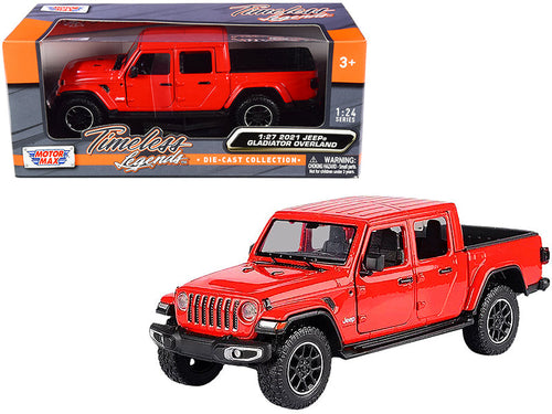 Load image into Gallery viewer, 2021 Jeep Gladiator Overland (Closed Top) Pickup Truck Red 1/24-1/27 Diecast Model Car by Motormax
