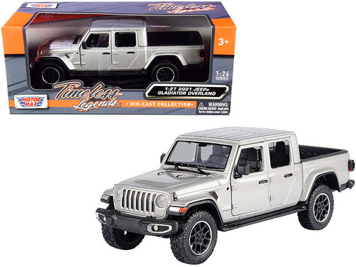 Load image into Gallery viewer, 2021 Jeep Gladiator Overland (Closed Top) Pickup Truck Silver Metallic 1/24-1/27 Diecast Model Car by Motormax
