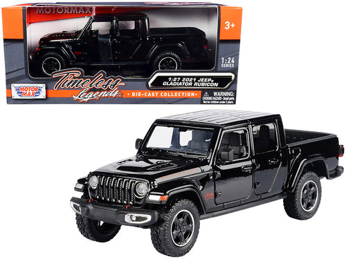 Load image into Gallery viewer, 2021 Jeep Gladiator Rubicon (Closed Top) Pickup Truck Black 1/24-1/27 Diecast Model Car by Motormax

