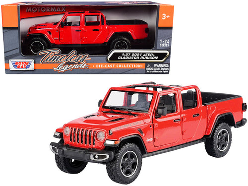 Load image into Gallery viewer, 2021 Jeep Gladiator Rubicon (Open Top) Pickup Truck Red 1/24-1/27 Diecast Model Car by Motormax
