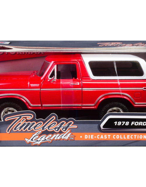 Load image into Gallery viewer, 1978 Ford Bronco Custom Red and White "Timeless Legends" Series 1/24 Diecast Model Car by Motormax
