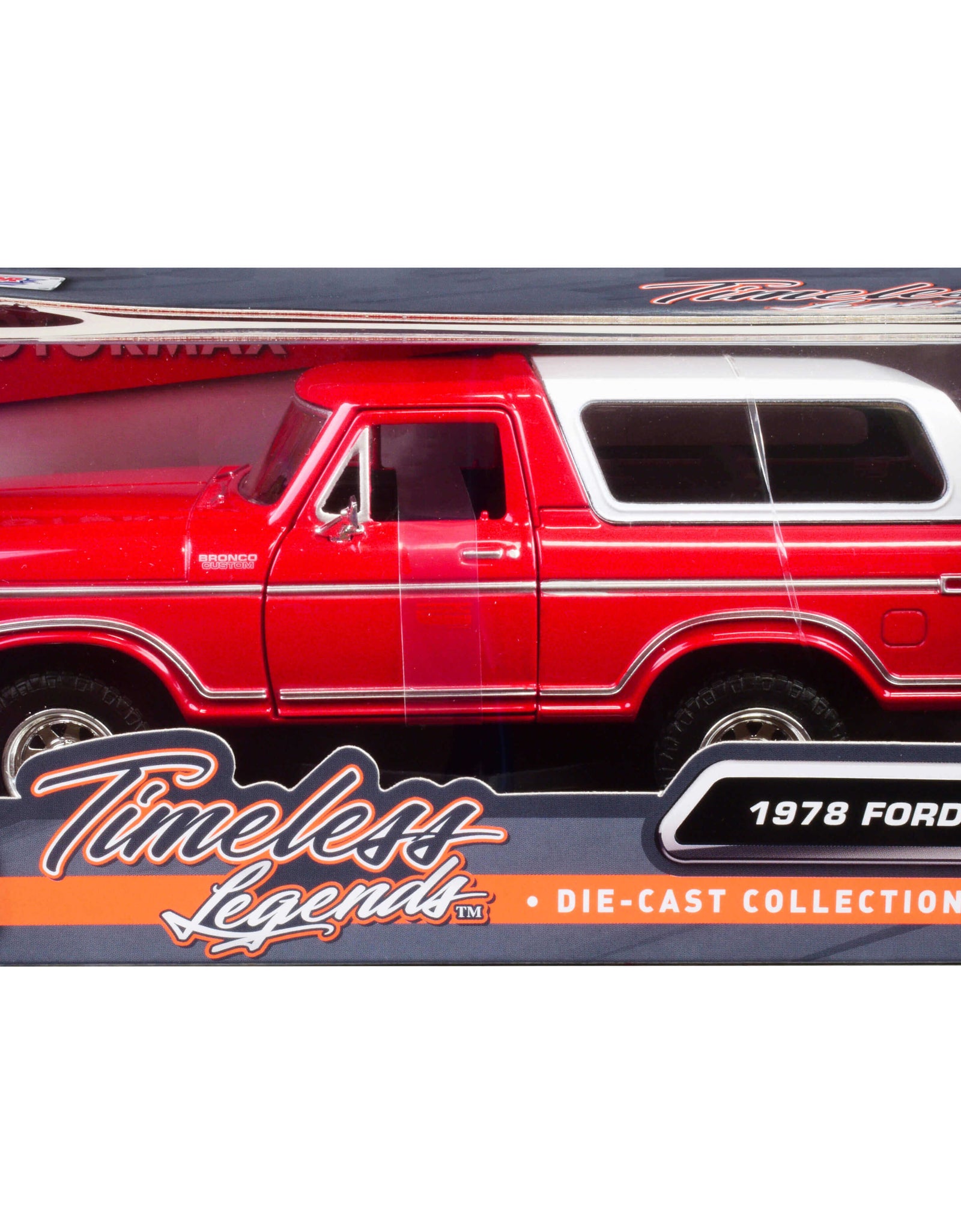1978 Ford Bronco Custom Red and White "Timeless Legends" Series 1/24 Diecast Model Car by Motormax