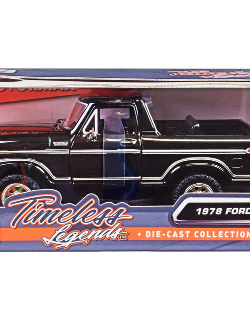 Load image into Gallery viewer, 1978 Ford Bronco Custom (Open Top) Black "Timeless Legends" Series 1/24 Diecast Model Car by Motormax
