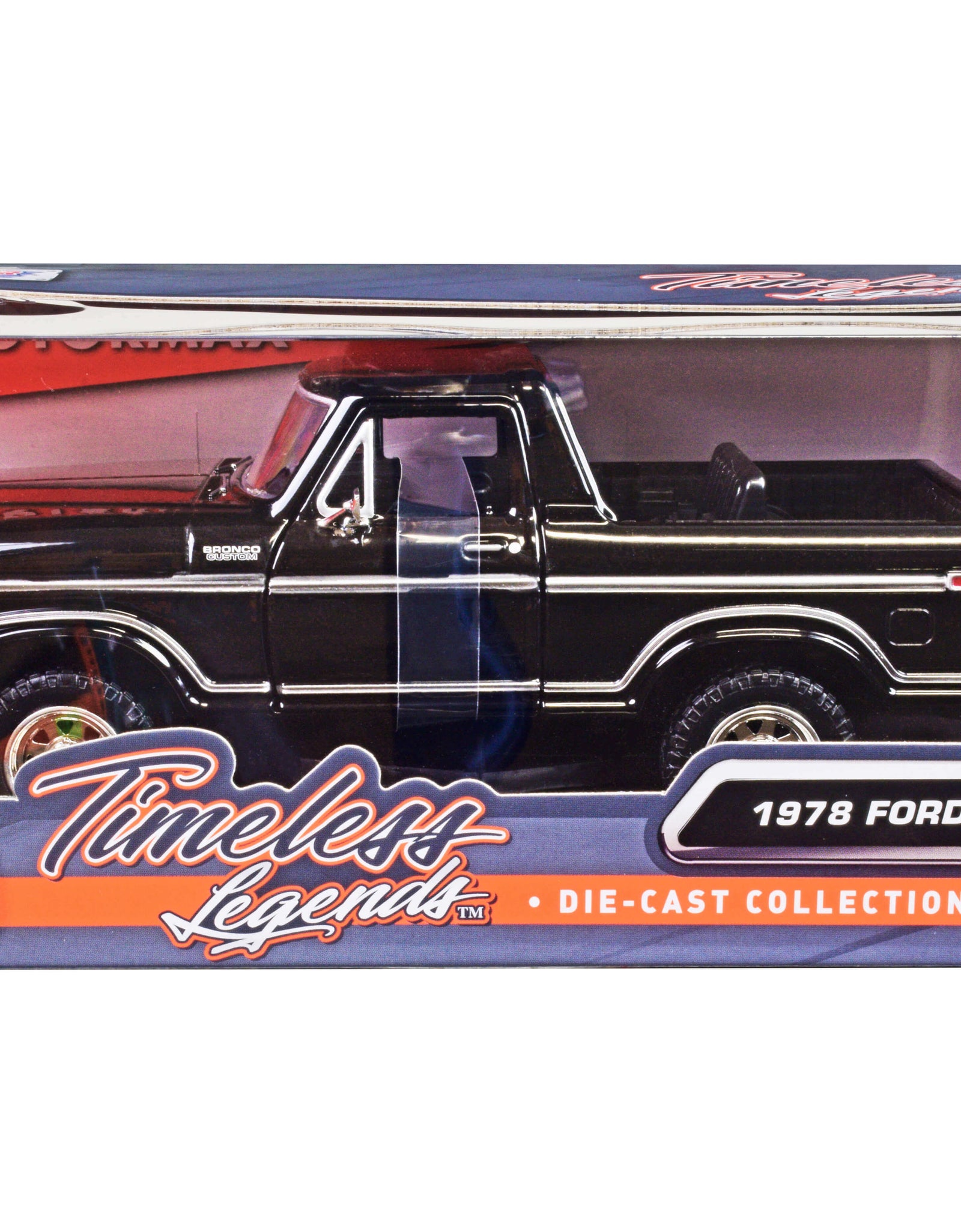 1978 Ford Bronco Custom (Open Top) Black "Timeless Legends" Series 1/24 Diecast Model Car by Motormax
