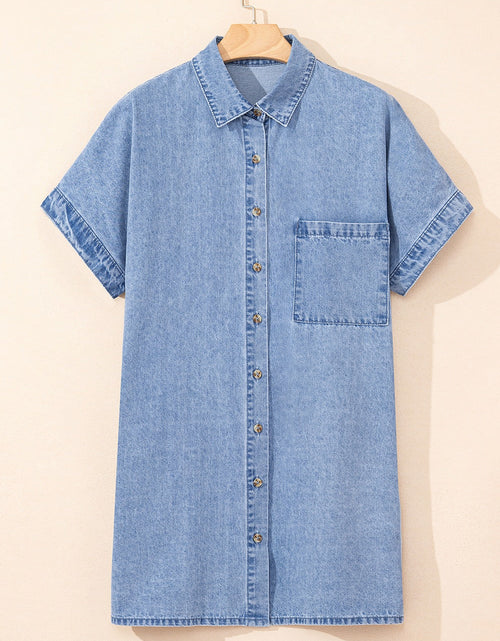 Load image into Gallery viewer, Button Down Short Sleeve Denim Dress
