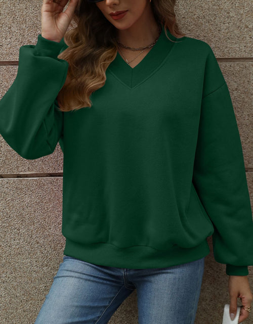 Load image into Gallery viewer, V-Neck Long Sleeve Dropped Shoulder Sweatshirt
