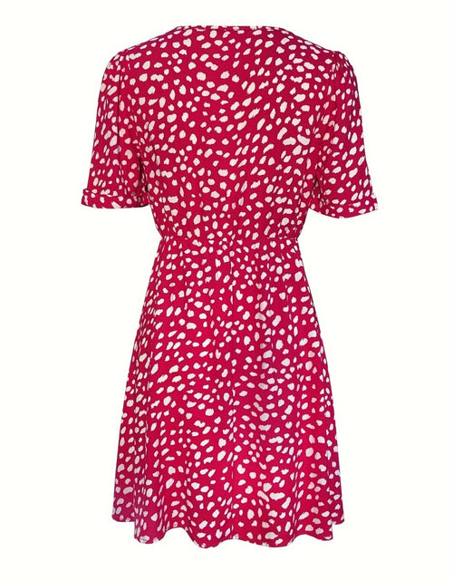 Load image into Gallery viewer, Printed V-Neck Short Sleeve Mini Dress
