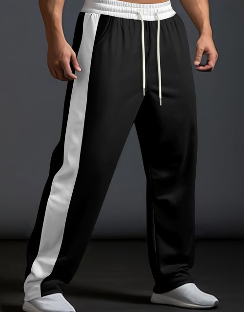 Load image into Gallery viewer, Men's Full Size Drawstring Contrast Wide Leg Pants Plus Size
