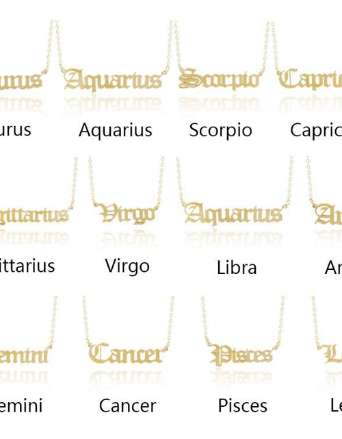 Load image into Gallery viewer, Old English Zodiac Necklace by Ellisonyoung.com

