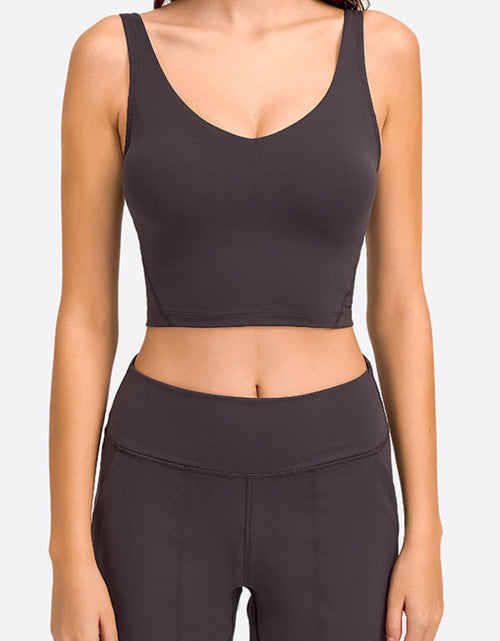 Load image into Gallery viewer, Millennia Deep V-Neck Crop Sports Bra
