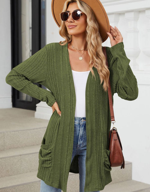 Load image into Gallery viewer, Pocketed Open Front Long Sleeve Cardigan
