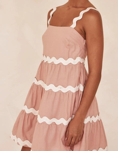 Load image into Gallery viewer, Contrast Trim Square Neck Tiered Dress
