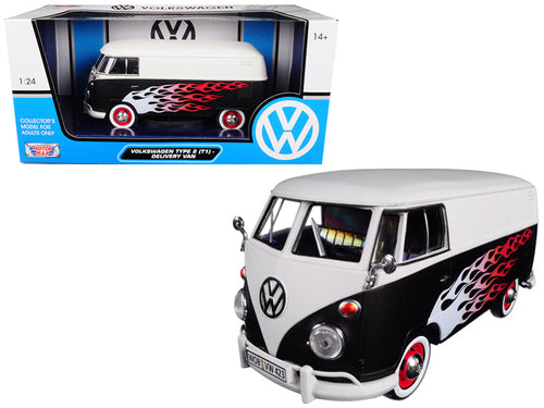 Load image into Gallery viewer, Volkswagen Type 2 (T1) Delivery Van with Flames 1/24 Diecast Car Model by Motormax
