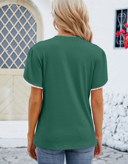 Load image into Gallery viewer, Round Neck Petal Sleeve T-Shirt
