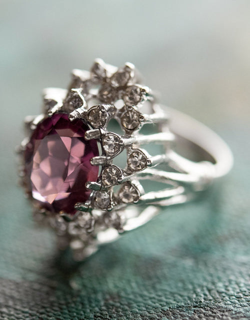 Load image into Gallery viewer, Vintage Women's Austrian Crystal Cocktail Ring 18k Gold Electroplated Birthstone Ring for Women by PVD Vintage Jewelry
