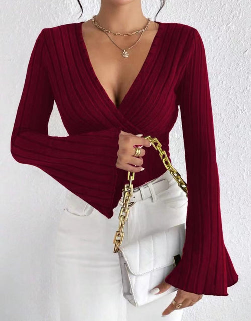 Load image into Gallery viewer, Ribbed Flare Sleeve Top
