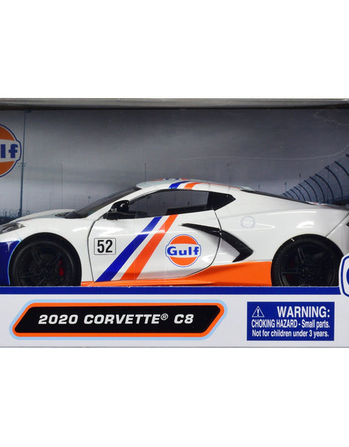 Load image into Gallery viewer, 2020 Chevrolet Corvette C8 #52 White and Light Blue with Stripes "Gulf Oil" "Gulf Die-Cast Collection" 1/24 Diecast Model Car by Motormax

